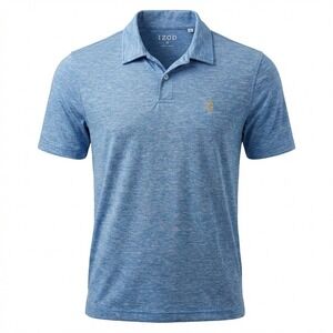 IZOD Golf Shirt Mens Medium Blue Heather Performance Stretch Short Sleeve Polo